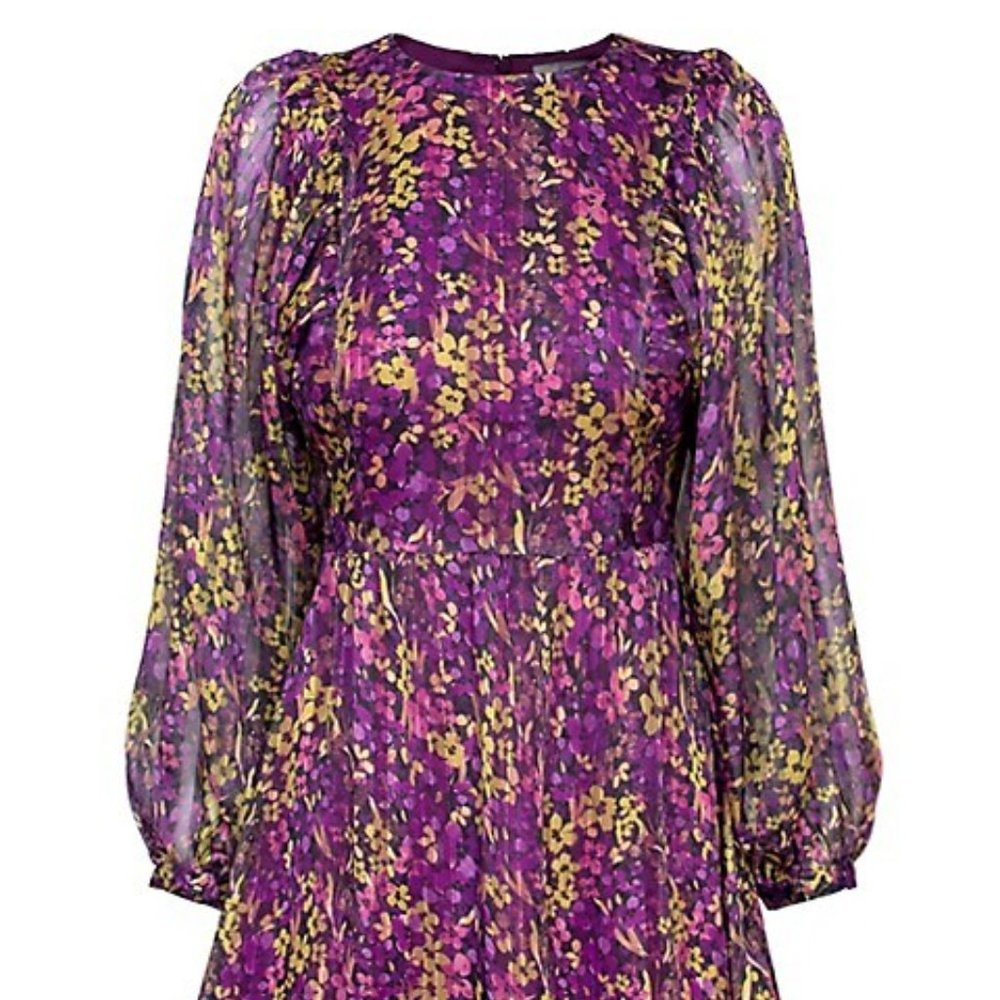 NWT Adelyn Rae Floral Poet-Sleeve Short Dress